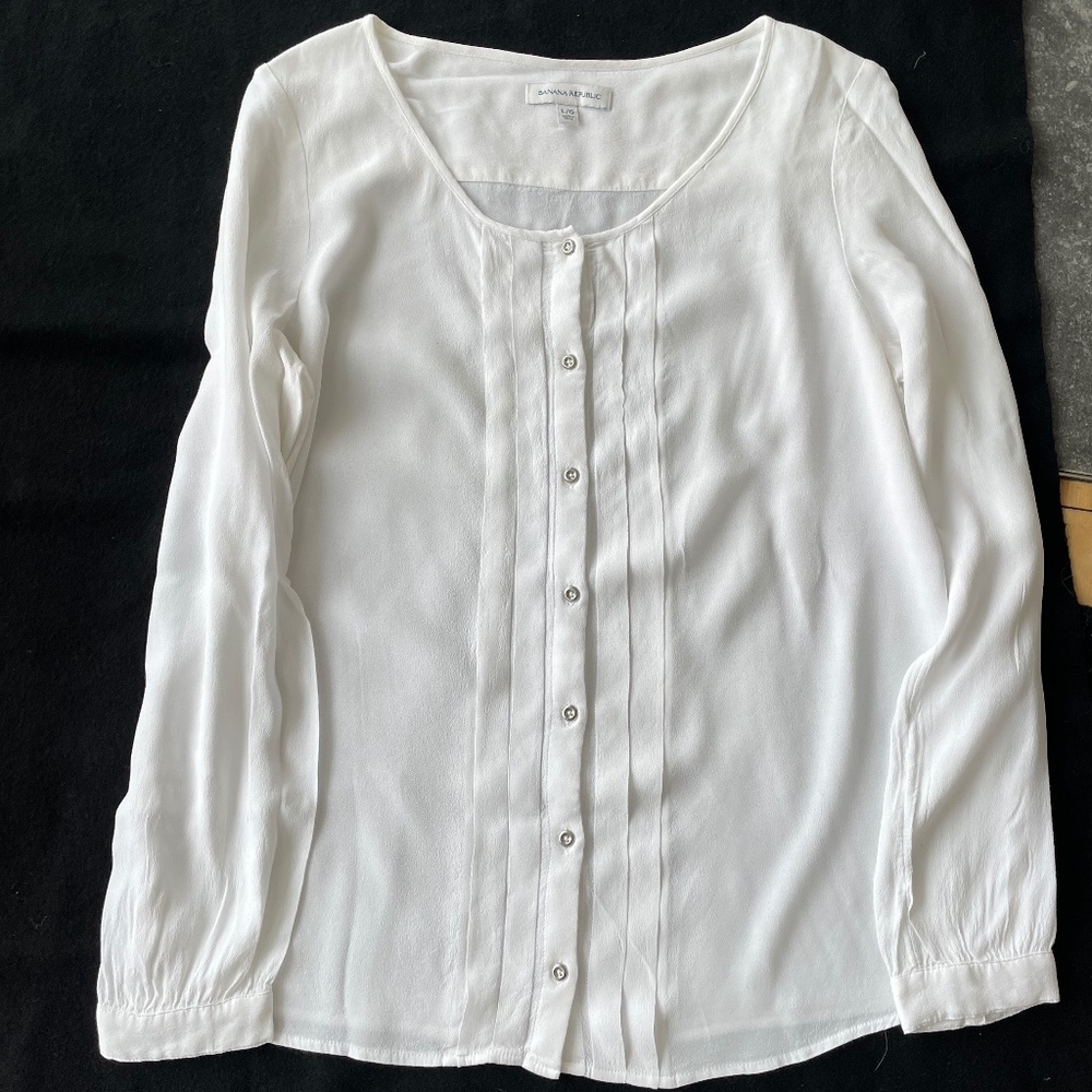 BANANA REPUBLIC BLOUSE WHITE - size L